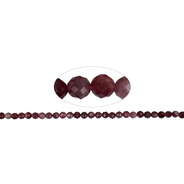 Rang de collier boules, tourmaline (Rubellite rouge), à facettes, 05mm (39cm) | Marco Schreier