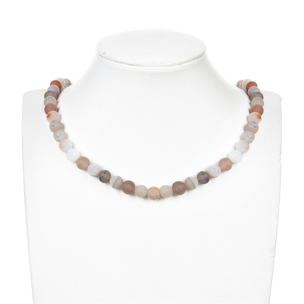 String Beads, Agate (Druzy) matt, 08mm | Schreier gems, healing stones & jewelry