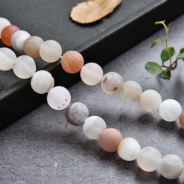 String Beads, Agate (Druzy) matt, 08mm | Schreier gems, healing stones & jewelry