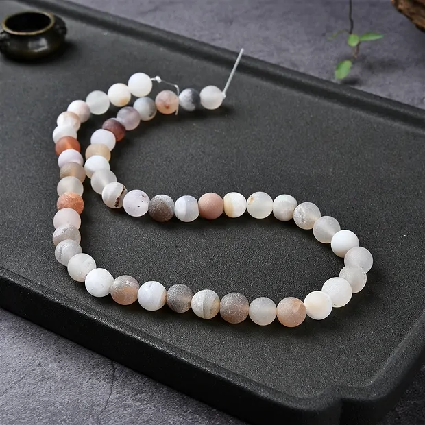 String Beads, Agate (Druzy) matt, 08mm | Schreier gems, healing stones & jewelry