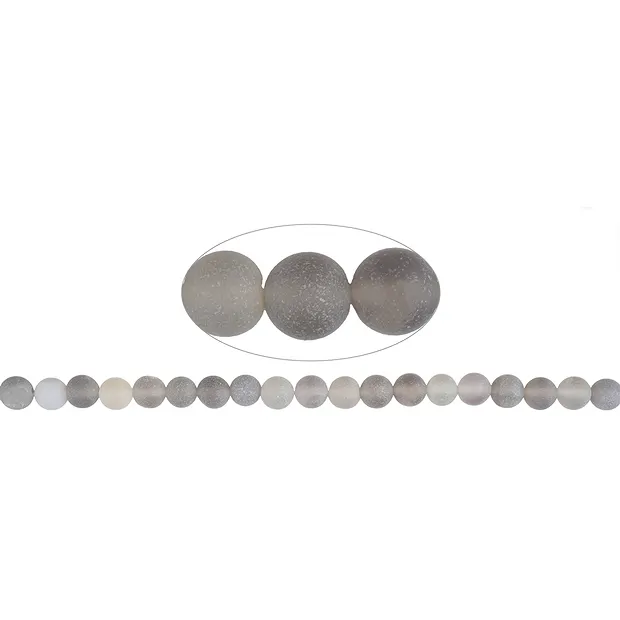 Rang de collier boules, Agate (Druzy) gris, 08mm, mat | Marco Schreier