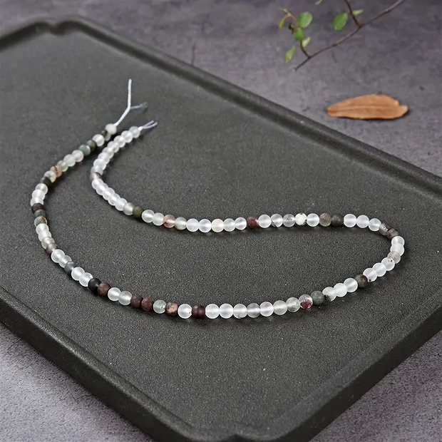 String Beads, Inclusive Quartz, matt, 04mm | wholesaler gems & healing stones