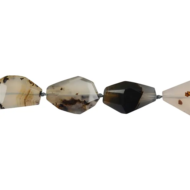 Strand of nuggets, Agate (Montana Agate), coarsely faceted, 18-23 x 13-15cm | Marco Schreier