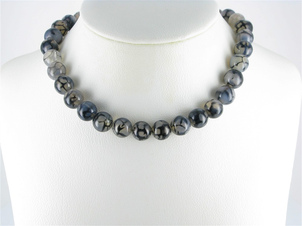 Cuentas de piedras preciosas, Ágata (roseta de calcedonia) negra (teñida), 12mm | Marco Schreier