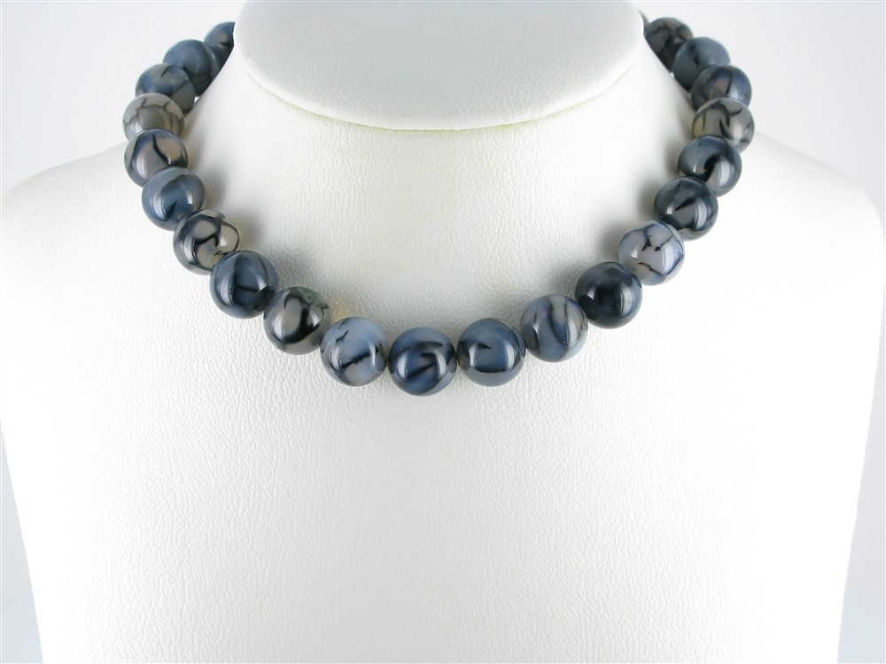 Strang Kugeln, Achat (Schlangenachat) schwarz (gef.), 14mm | Marco Schreier