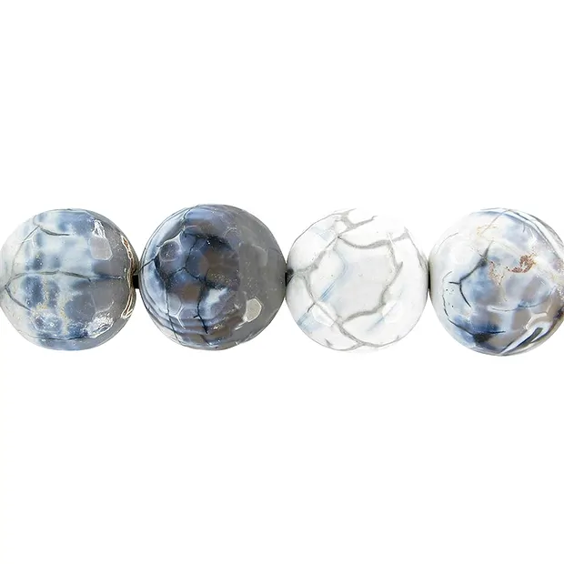 Rang de collier boules, Agate (serpentine) blanc-noir (teintée), 16mm | Marco Schreier