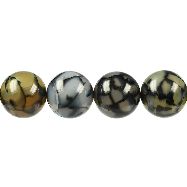 Rang de collier boules, Agate (Agate serpentine) noire (teintée), 20mm | Marco Schreier
