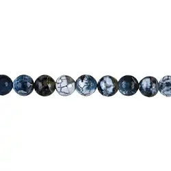 144000106220 Rang de collier boules, Agate (serpentine) noire (teintée), à facettes, 16mm | Marco Schreier