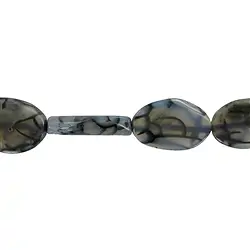 144000303720 Lense strand, Agate (Snakeskin Agate) black (dyed), twisted, 30mm | Marco Schreier