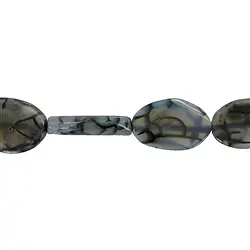 144000307420 Strand Lense, Agate (Snakeskin Agate), black (dyed), twisted, 20mm | Marco Schreier