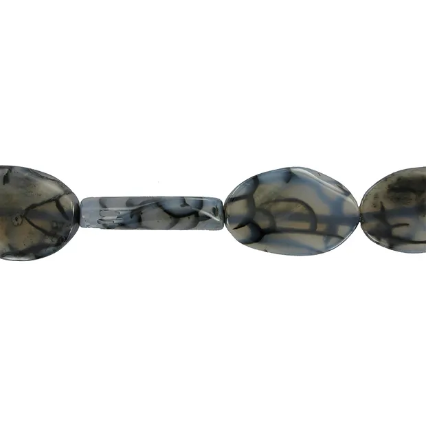 Strand Lense, Agate (Snakeskin Agate), black (dyed), twisted, 20mm | Marco Schreier