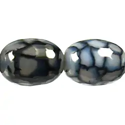 144000510820 Rang de colliers Olive, Agate (serpentine), noir (teintée), à facettes, 27-30 x 21-22mm | Marco Schreier