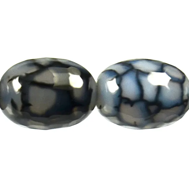 Filone oliva, agata (agata serpente), nero (incastonato), sfaccettato, 27-30 x 21-22 mm | Marco Schreier