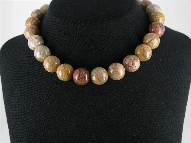 Rang de collier boules, Agate mousse (rose), 16mm | Marco Schreier