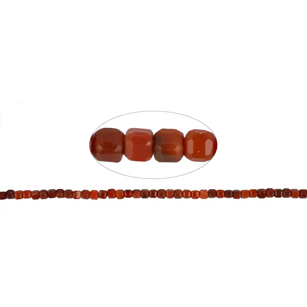 Stringed beads cube, blood chalcedony (natural), 02mm, faceted (39cm) | Marco Schreier