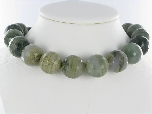 Strang Kugeln, Chloritquarz, facettiert, 20mm | Edelsteine, Heilsteine & Schmuck