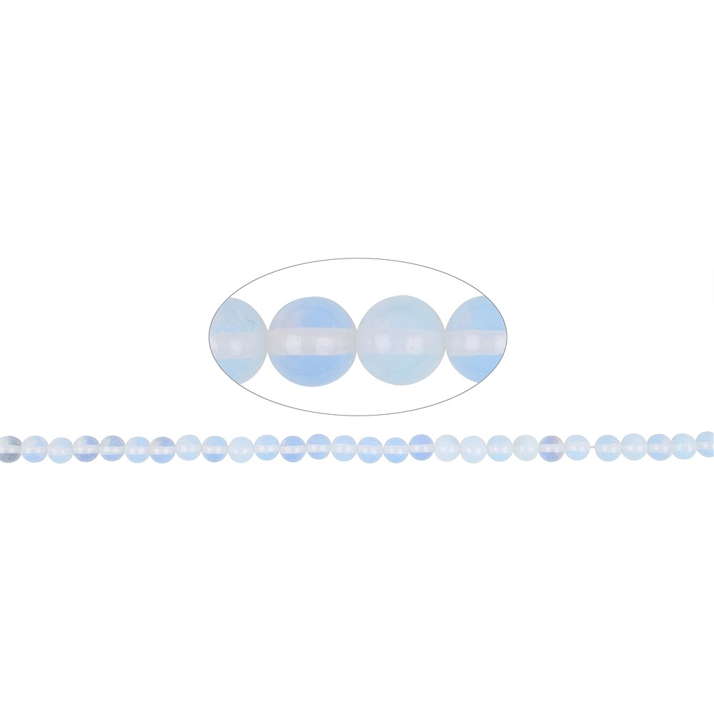 Rang de collier boules, verre opalin (synt.), 06mm (38cm) | Marco Schreier