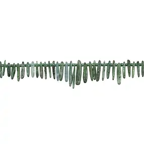 Stringed beads "Tooth", Kyanite (green), 02-03 x 08-25mm, gradient | Marco Schreier