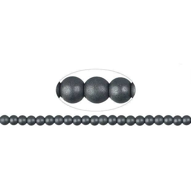 String Beads, hematin, 08mm, matt | wholesaler gems, healing stones & jewelry