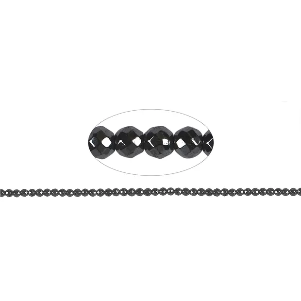 String Beads, hematin, faceted, 03mm | wholesaler gems, healing stones & jewelry