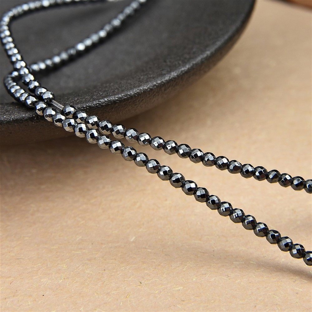 Cuentas de piedras preciosas, hematina, facetadas, 02mm | Marco Schreier