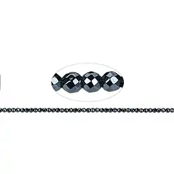 144210104020 Strang Kugeln, Hämatin, facettiert, 02mm | GH Edelsteine, Heilsteine & Schmuck