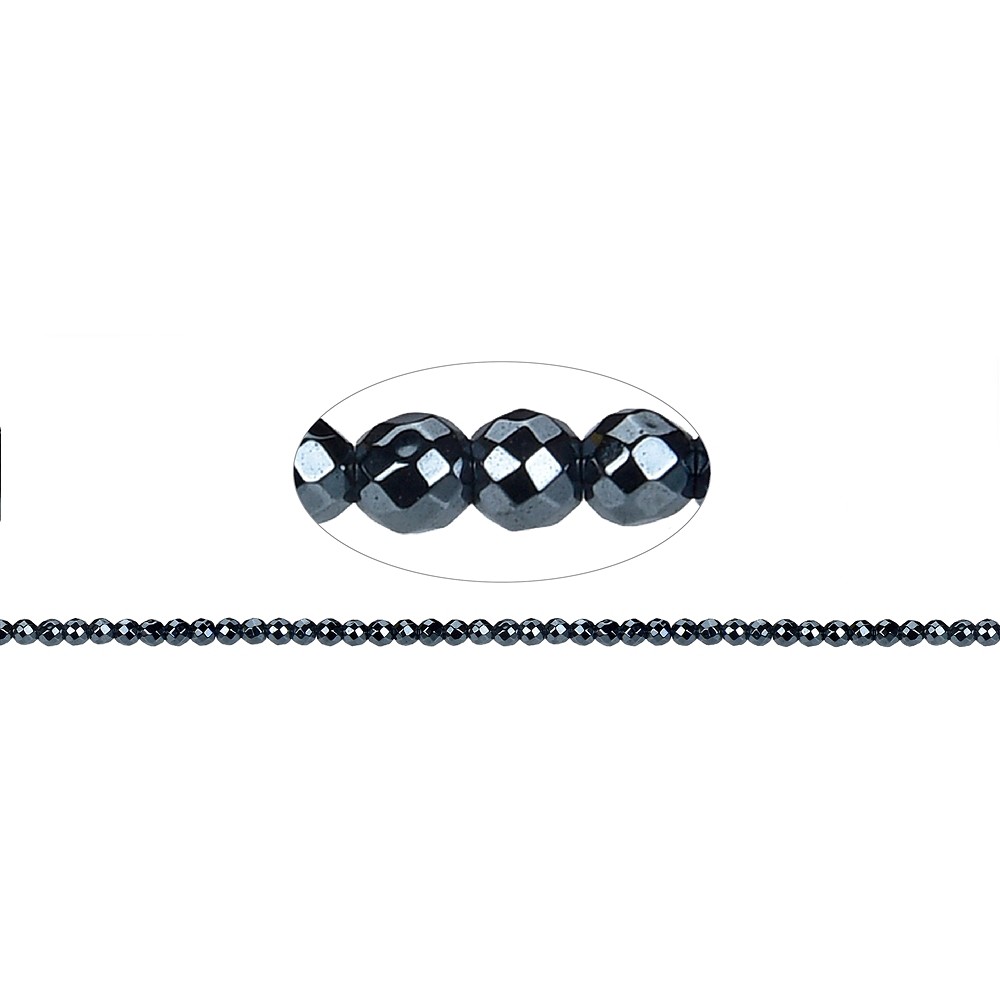 Cuentas de piedras preciosas, hematina, facetadas, 02mm | Marco Schreier