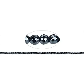 Strang Kugeln, Hämatin, facettiert, 02mm | GH Edelsteine, Heilsteine & Schmuck