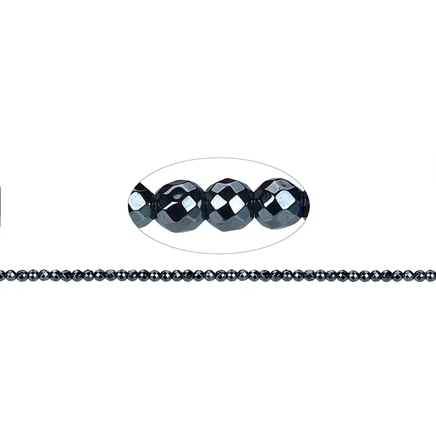 Rang de colliers boules, hématite, à facettes, 02mm | Marco Schreier