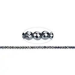 144210104021 String Beads, Hematine silver (dyed), faceted, 02mm | Marco Schreier