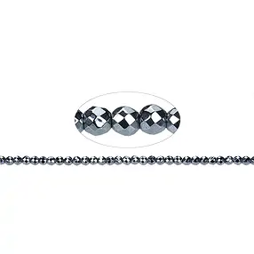 String Beads, Hematine silver (dyed), faceted, 02mm | Marco Schreier