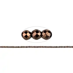 144210104024 String Beads, hematin brown (dyed), faceted, 02mm | Marco Schreier