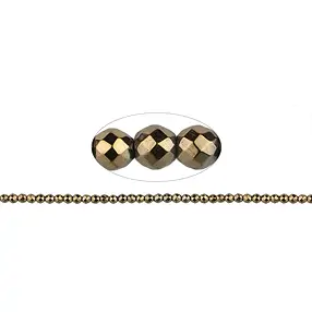 String Beads, Hematin gold (dyed), faceted 02mm | gems, healing stones & jewelry