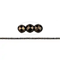 144210104026 String Beads, hematin coffee (dyed), faceted, 02mm | Marco Schreier