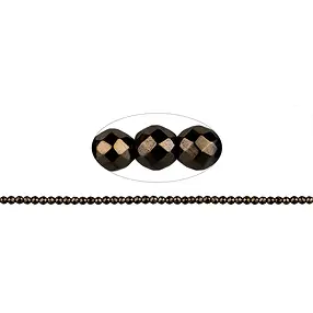 String Beads, hematin coffee (dyed), faceted, 02mm | Marco Schreier