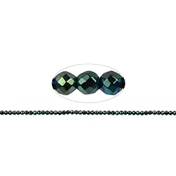 144210104027 String Beads, Hematine blue-green (dyed), faceted, 02mm | Marco Schreier