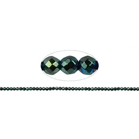 Rang de colliers boules, hématite bleu-vert (teintée), facettes, 02mm | Marco Schreier