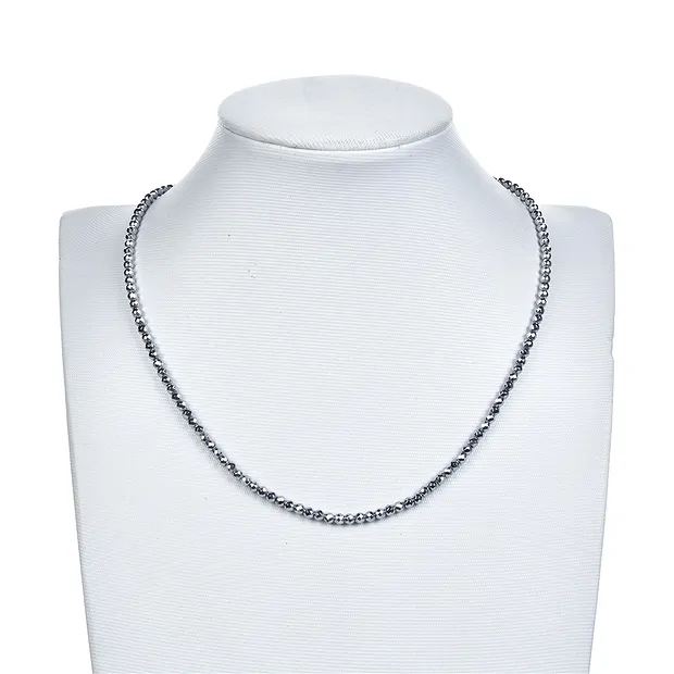 String Beads, hematin silver (dyed), faceted, 03mm | Marco Schreier