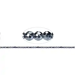 144210104821 Strang Kugeln, Hämatin silber (gef.), facettiert, 03mm | Marco Schreier