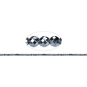 String Beads, hematin silver (dyed), faceted, 03mm | Marco Schreier