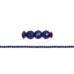 144210104822 Rang de collier boules, hématite bleue (teintée), facettes, 03mm | Marco Schreier