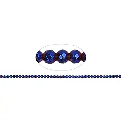 144210104822 Cuentas de piedras preciosas, azul hematino (teñido), facetadas, 03mm | Marco Schreier