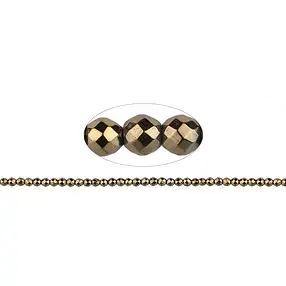 Rang de collier boules, hématite or (teintée), à facettes, 03mm | Marco Schreier