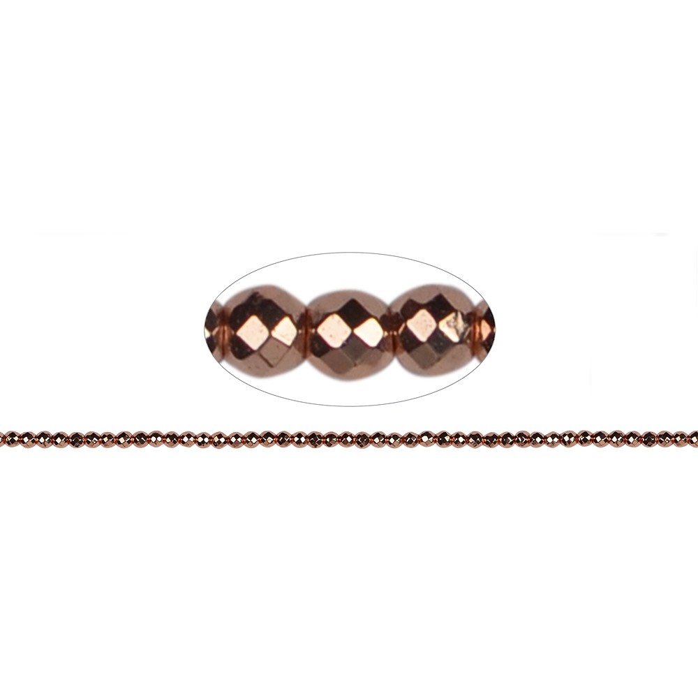 String Beads, hematin rose gold (dyed), faceted, 03mm | Marco Schreier