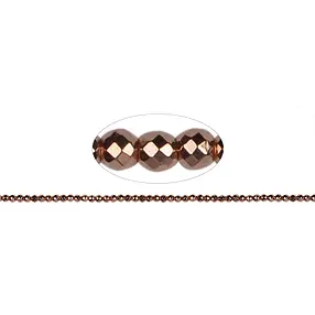 Rang de collier boules, hématite or rose (teintée), facettes, 03mm | Marco Schreier