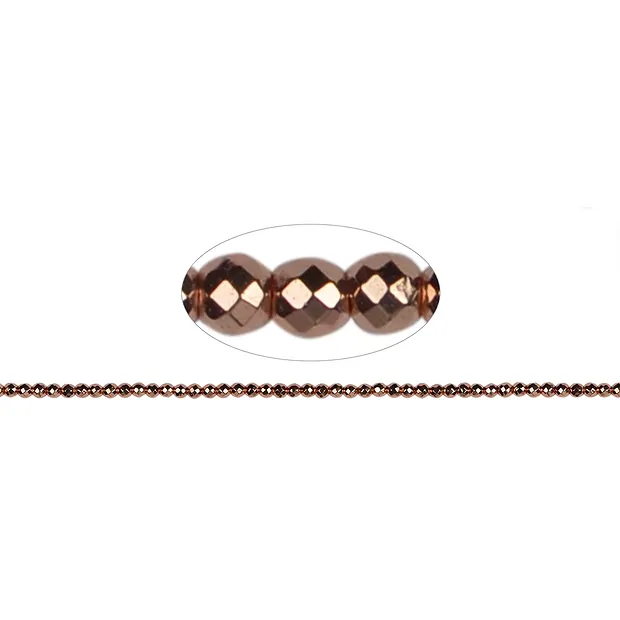 String Beads, hematin rose gold (dyed), faceted, 03mm | Marco Schreier