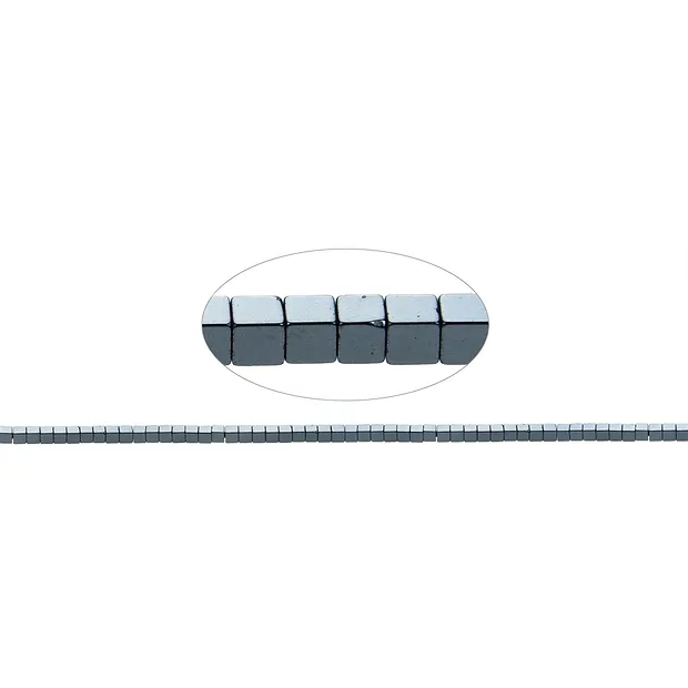 Cubo de tiras, hematina, 03mm | piedras preciosas, piedras curativas y joyería