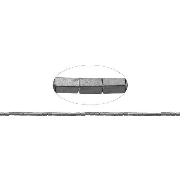 Strand cuboid, hematin silver (dyed) matt, 04 x 02mm | Marco Schreier