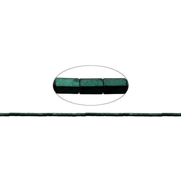 Rang de collier, hématite bleu-vert (teintée) mat, 04 x 02 x 02mm | Marco Schreier