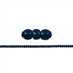 144210206112 Rangs de colliers arrondis, hématite bleue (teintée) mate, 03 x 03mm | Marco Schreier